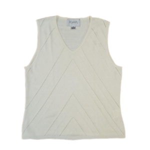 INGENUITY SILK BLEND WOMEN'S IVORY KNIT V-NECK PATTERNED TANK TOP SIZE MEDIUM